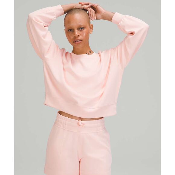 Lululemon Perfectly Oversized Cropped Crew Softstreme Pink Mist Sweatshirt 8 - Picture 3 of 9